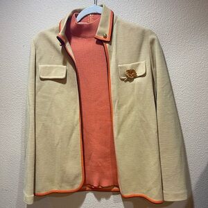 Men's Cream Jacket with Orange Trim